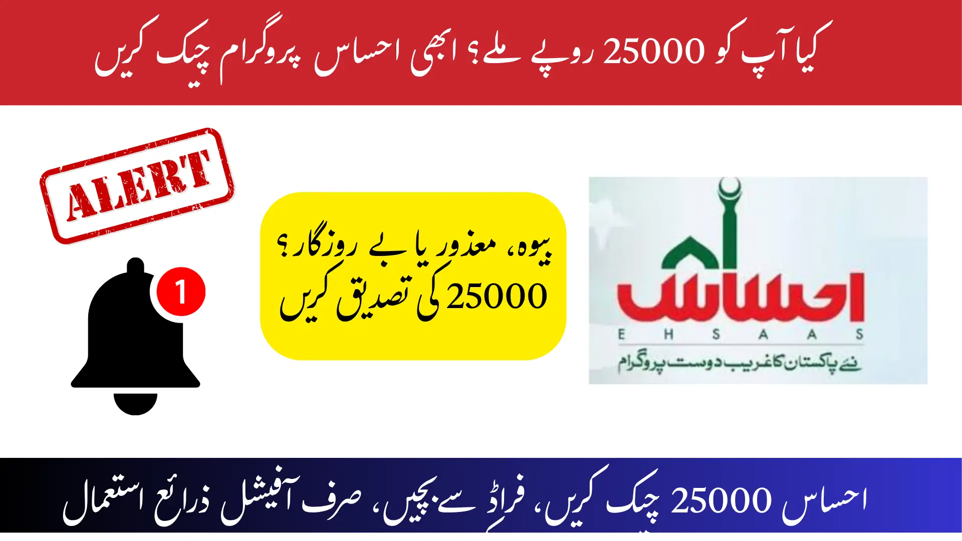 احساس پروگرام 8171 ویب پورٹل کی رہنمائی تصویر